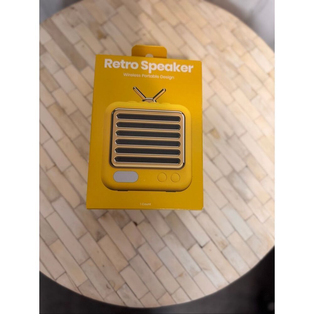 Retro Speaker Yellow Wireless Portable Bluetooth Vintage TV Design New In Box